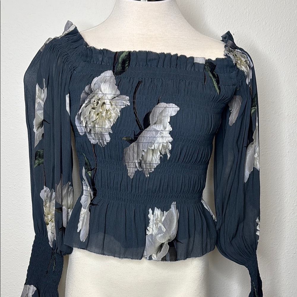All Saints size 0 Lara Cordelia top in Smoke gray